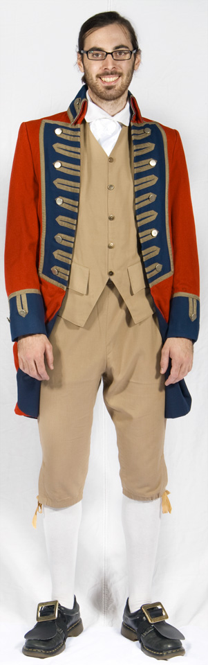 Adult Men Military Cosplay Costume Colonial Uniform Blue Coat Ivory Vest Shorts